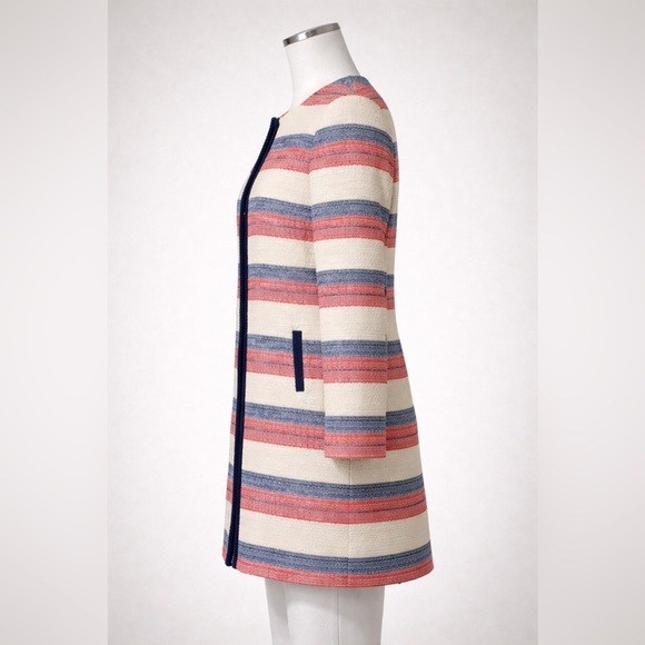 Tahari 4P Tweed Jacket/Coat – Navy Trim Talbots Red, Blue, and Cream - Picture 4 of 8